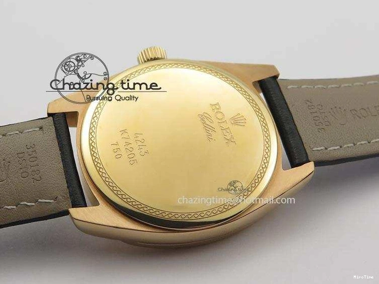 MiroTime 0103 EyeCatching Cellini Date RG Rose Gold Dial Numeral Markers On Black Leather Strap A 3884